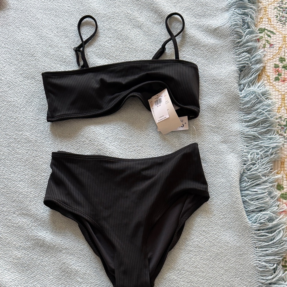 Old Navy Black Ribbed Bikini Set